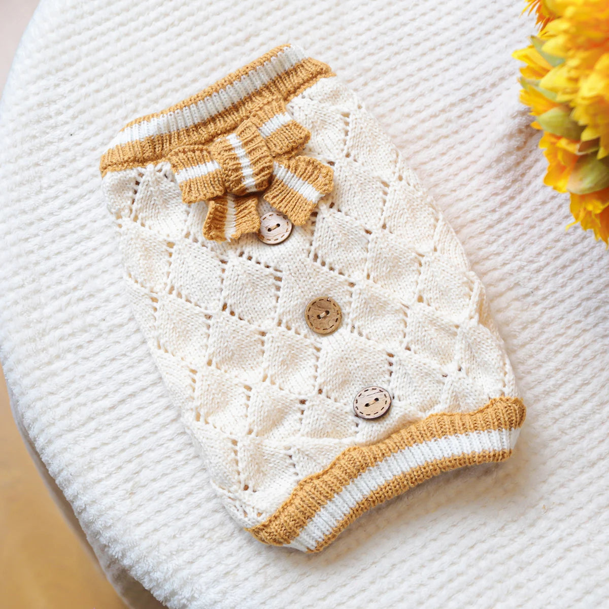 Cozy Knitted Dog Jumper with Bow Detail