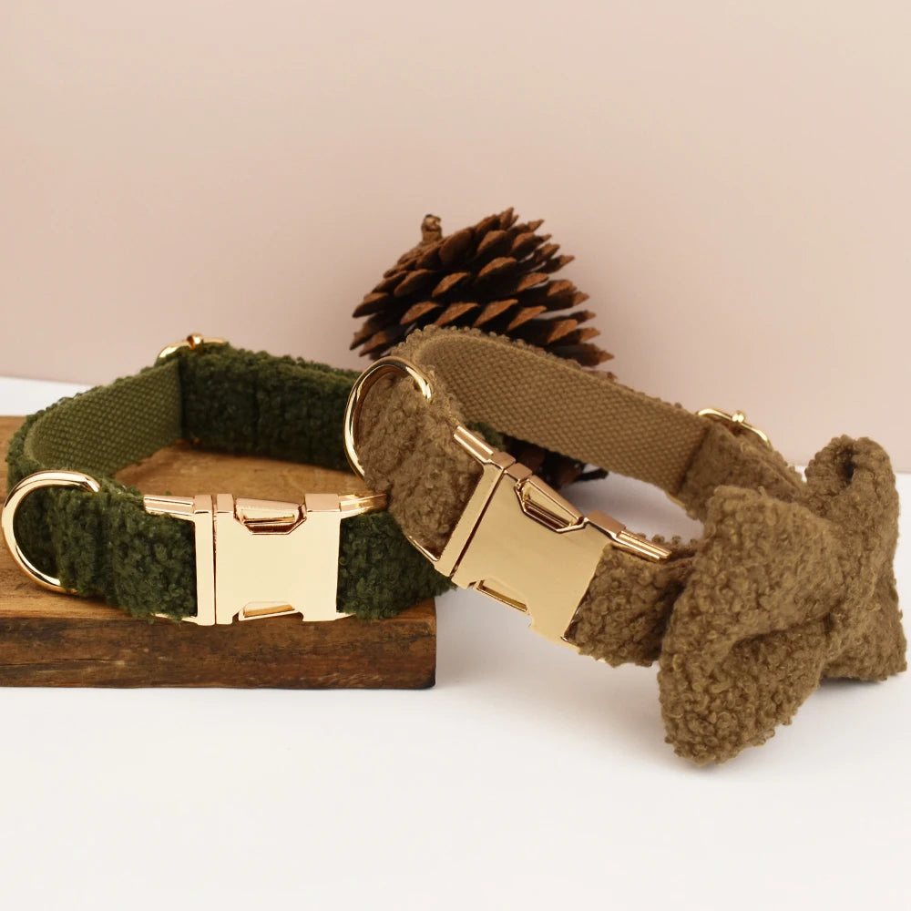 Luxury Teddy dog collar with options to add on detachable bow and lead