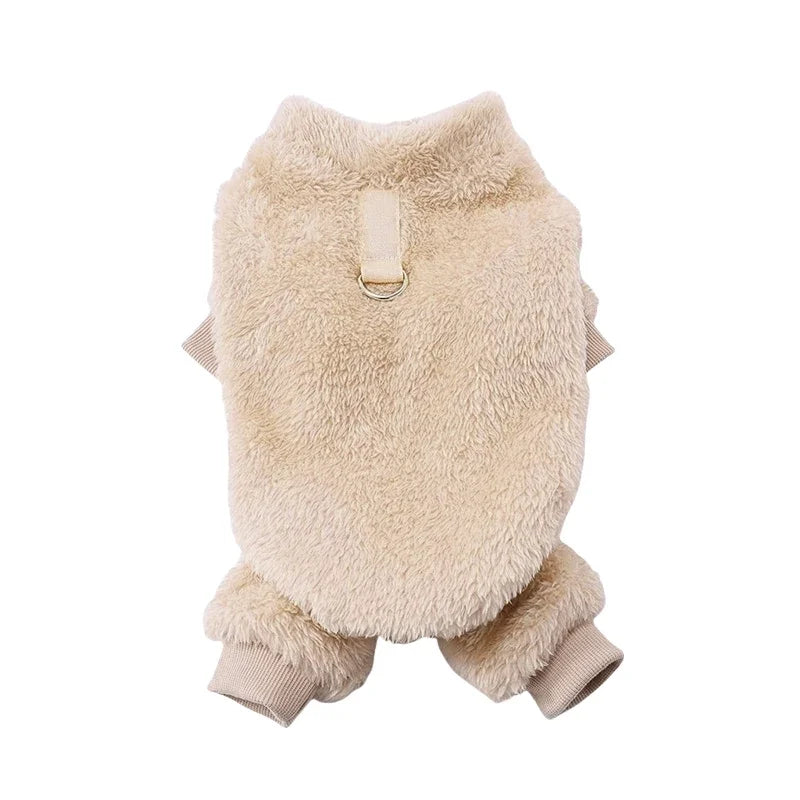 Plush Winter Dog Jumpsuit With D-Ring