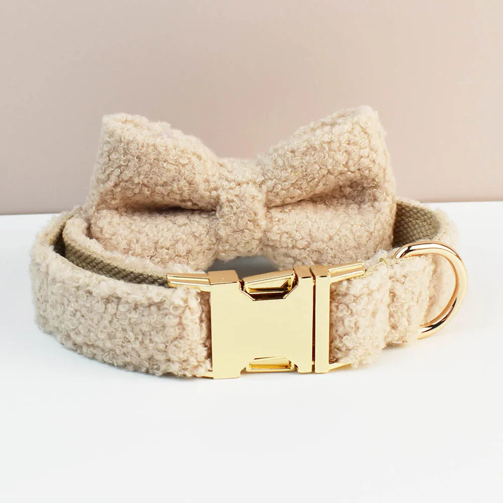 Luxury Teddy dog collar with options to add on detachable bow and lead