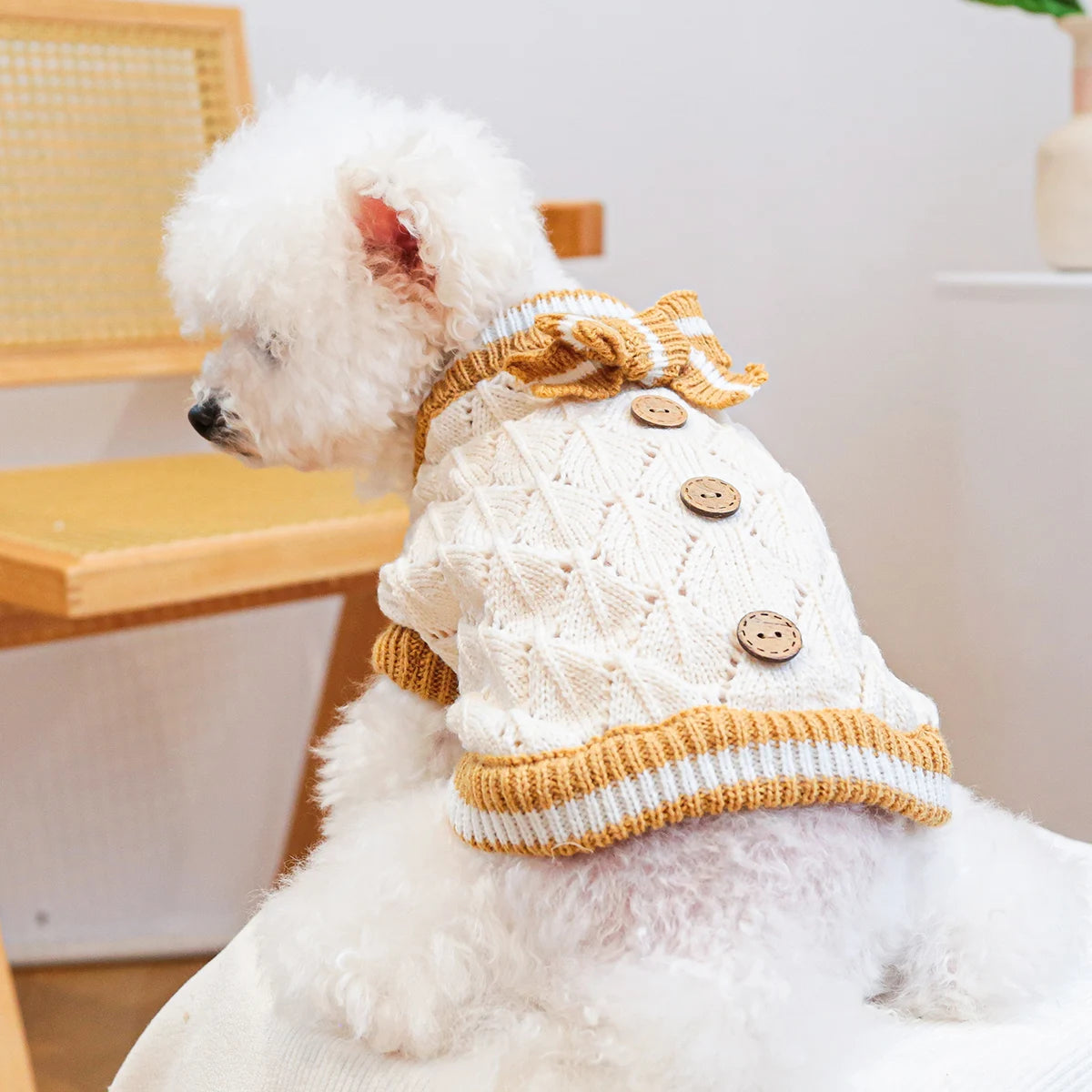Cozy Knitted Dog Jumper with Bow Detail
