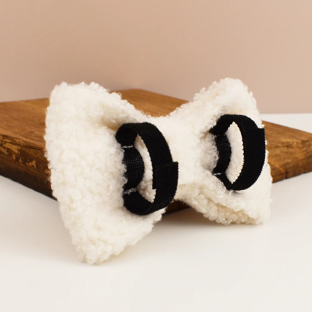 Luxury Teddy dog harness, collar with detachable bow and lead in White and Gold