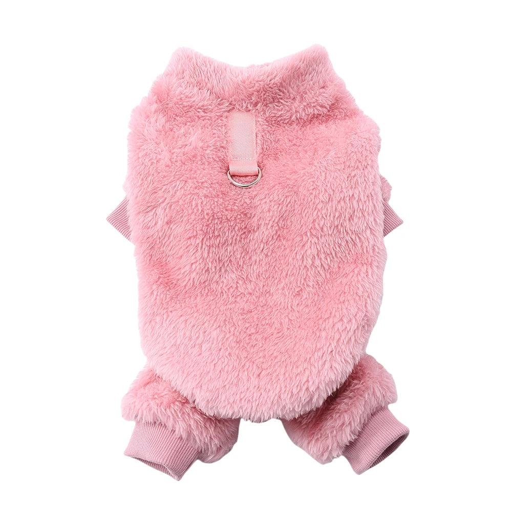 Plush Winter Dog Jumpsuit With D-Ring